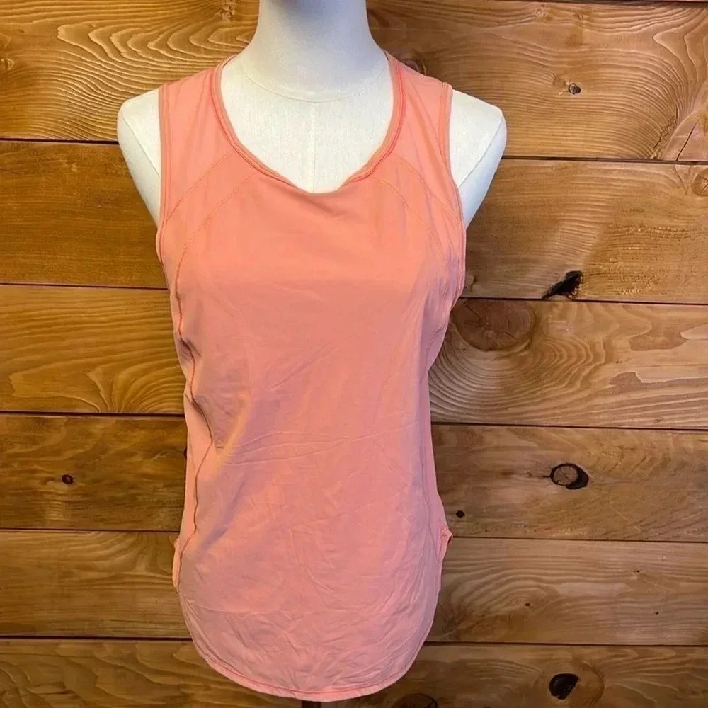 LULULEMON Womens sculpt open back 28 inch pit to pit TANK PEACH athletic summer